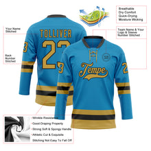 Laden Sie das Bild in den Galerie-Viewer, Custom Panther Blue Old Gold-Black Hockey Lace Neck Jersey