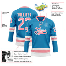 Charger l'image dans la galerie, Custom Panther Blue Medium Pink-White Hockey Lace Neck Jersey