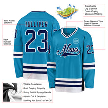 Load image into Gallery viewer, Custom Panther Blue Navy-White Hockey Jersey