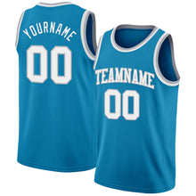 Загрузить изображение в средство просмотра галереи, Custom Panther Blue White-Gray Authentic Basketball Jersey