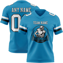 Load image into Gallery viewer, Custom Panther Blue White-Black Authentic Football Jersey