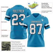 Load image into Gallery viewer, Custom Panther Blue White-Black Authentic Football Jersey
