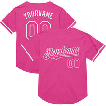 Загрузить изображение в средство просмотра галереи, Custom Pink White Mesh Authentic Throwback Baseball Jersey