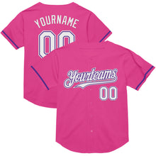 Загрузить изображение в средство просмотра галереи, Custom Pink White-Purple Mesh Authentic Throwback Baseball Jersey