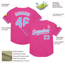 Загрузить изображение в средство просмотра галереи, Custom Pink Light Blue-White Mesh Authentic Throwback Baseball Jersey