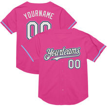Загрузить изображение в средство просмотра галереи, Custom Pink Black-Light Blue Mesh Authentic Throwback Baseball Jersey