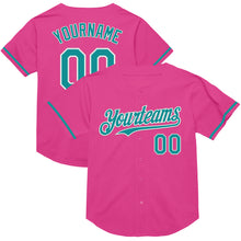 Загрузить изображение в средство просмотра галереи, Custom Pink Teal-White Mesh Authentic Throwback Baseball Jersey