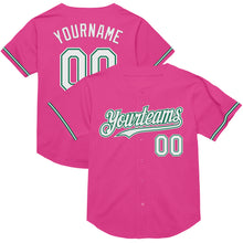 Загрузить изображение в средство просмотра галереи, Custom Pink White-Kelly Green Mesh Authentic Throwback Baseball Jersey