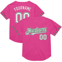 Загрузить изображение в средство просмотра галереи, Custom Pink White-Green Mesh Authentic Throwback Baseball Jersey