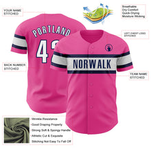 Load image into Gallery viewer, Custom Pink White-Navy Authentic Baseball Jersey