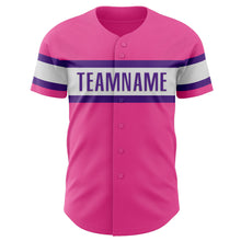 Load image into Gallery viewer, Custom Pink White-Purple Authentic Baseball Jersey