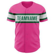 Load image into Gallery viewer, Custom Pink White-Kelly Green Authentic Baseball Jersey