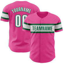 Load image into Gallery viewer, Custom Pink White-Kelly Green Authentic Baseball Jersey