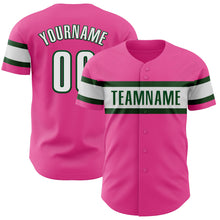 Load image into Gallery viewer, Custom Pink White-Green Authentic Baseball Jersey