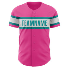Charger l'image dans la galerie, Custom Pink White-Teal Authentic Baseball Jersey