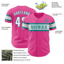 Charger l'image dans la galerie, Custom Pink White-Teal Authentic Baseball Jersey