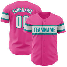 Charger l'image dans la galerie, Custom Pink White-Teal Authentic Baseball Jersey