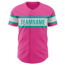 Load image into Gallery viewer, Custom Pink White-Aqua Authentic Baseball Jersey