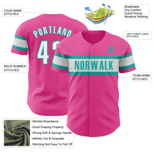 Load image into Gallery viewer, Custom Pink White-Aqua Authentic Baseball Jersey