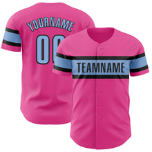 Charger l'image dans la galerie, Custom Pink Light Blue-Black Authentic Baseball Jersey