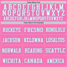 Загрузить изображение в средство просмотра галереи, Custom Pink Light Blue-White Mesh Authentic Throwback Football Jersey