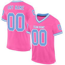 Загрузить изображение в средство просмотра галереи, Custom Pink Light Blue-White Mesh Authentic Throwback Football Jersey