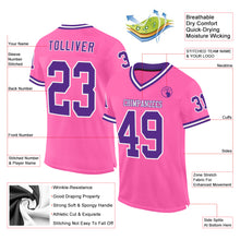 Load image into Gallery viewer, Custom Pink Purple-White Mesh Authentic Throwback Football Jersey