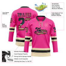 Charger l'image dans la galerie, Custom Pink Vintage USA Flag Black-Cream Hockey Lace Neck Jersey
