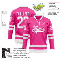 Загрузить изображение в средство просмотра галереи, Custom Pink White Hockey Lace Neck Jersey