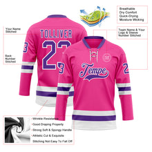 Charger l'image dans la galerie, Custom Pink Purple-White Hockey Lace Neck Jersey