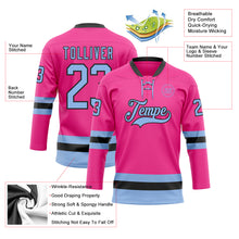 Charger l'image dans la galerie, Custom Pink Light Blue-Black Hockey Lace Neck Jersey