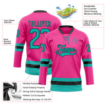 Charger l'image dans la galerie, Custom Pink Aqua-Black Hockey Lace Neck Jersey