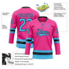 Charger l'image dans la galerie, Custom Pink Sky Blue-Black Hockey Lace Neck Jersey