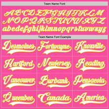 Load image into Gallery viewer, Custom Pink White-Gold Hockey Lace Neck Jersey