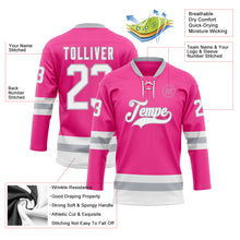 Charger l'image dans la galerie, Custom Pink White-Gray Hockey Lace Neck Jersey