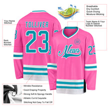 Загрузить изображение в средство просмотра галереи, Custom Pink Teal-White Hockey Jersey