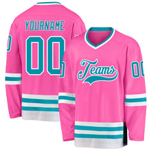 Загрузить изображение в средство просмотра галереи, Custom Pink Teal-White Hockey Jersey