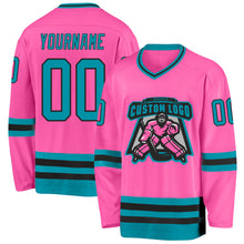 Загрузить изображение в средство просмотра галереи, Custom Pink Teal-Black Hockey Jersey