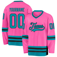 Загрузить изображение в средство просмотра галереи, Custom Pink Teal-Black Hockey Jersey
