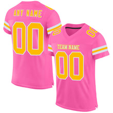 Load image into Gallery viewer, Custom Pink Gold-White Mesh Authentic Football Jersey