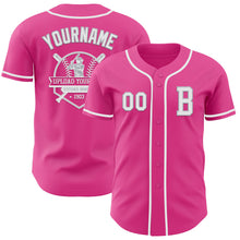 Laden Sie das Bild in den Galerie-Viewer, Custom Pink White-Gray Authentic Baseball Jersey