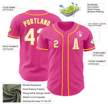 Laden Sie das Bild in den Galerie-Viewer, Custom Pink White-Yellow Authentic Baseball Jersey