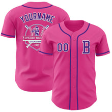 Laden Sie das Bild in den Galerie-Viewer, Custom Pink Purple-White Authentic Baseball Jersey