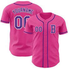 Laden Sie das Bild in den Galerie-Viewer, Custom Pink Purple-White Authentic Baseball Jersey