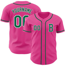 Laden Sie das Bild in den Galerie-Viewer, Custom Pink Kelly Green-White Authentic Baseball Jersey