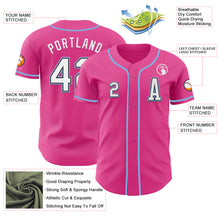 Laden Sie das Bild in den Galerie-Viewer, Custom Pink Black-Light Blue Authentic Baseball Jersey