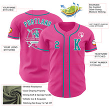 Laden Sie das Bild in den Galerie-Viewer, Custom Pink Teal-White Authentic Baseball Jersey
