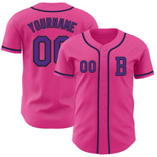 Laden Sie das Bild in den Galerie-Viewer, Custom Pink Purple-Black Authentic Baseball Jersey
