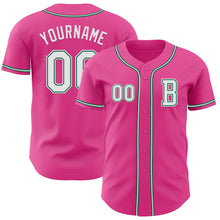 Laden Sie das Bild in den Galerie-Viewer, Custom Pink White-Kelly Green Authentic Baseball Jersey