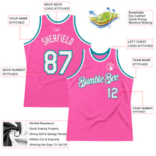 Загрузить изображение в средство просмотра галереи, Custom Pink White-Teal Authentic Throwback Basketball Jersey